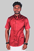 Red Printed Lustrous Shirt Red Printed Lustrous Shirt